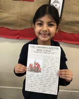 We are enjoying learning about the Great Fire of London. 🔥 We are so proud of our work!